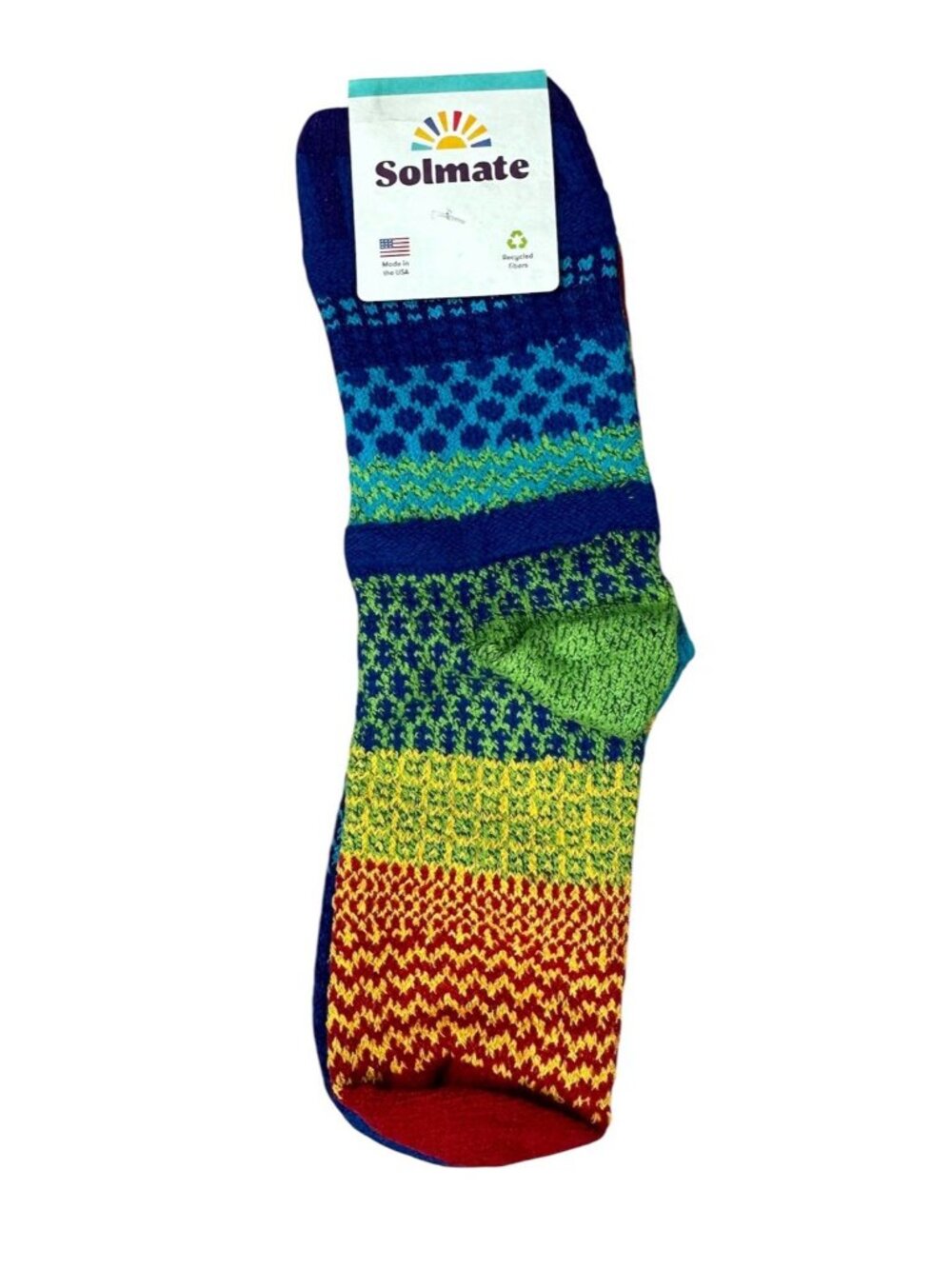 Solmate Mismatched Socks Large Crew Rainbow NEW
